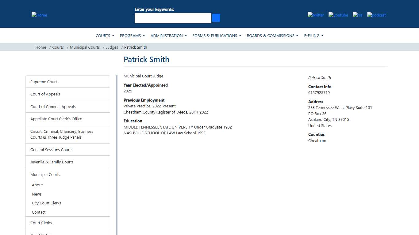 Patrick Smith Tennessee Administrative Office of the Courts